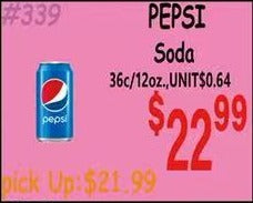PEPSI Soda 36c/12oz