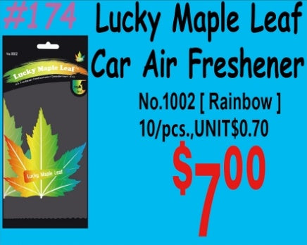 Lucky Maple Leaf Car Air Freshener Rainbow No.1002(Rainbow) 10/pcs