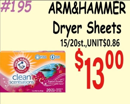 ARM&HAMMER Dryer Sheets 15/160ct