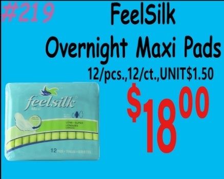 FeelSilk Overnight Maxi Pads 12/pcs