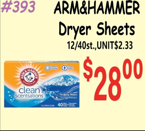 ARM&HAMMER Dryer Sheets 12/40st